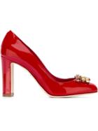 Dolce & Gabbana Vally Pumps, Women's, Size: 39, Red, Leather/patent Leather/metal Other