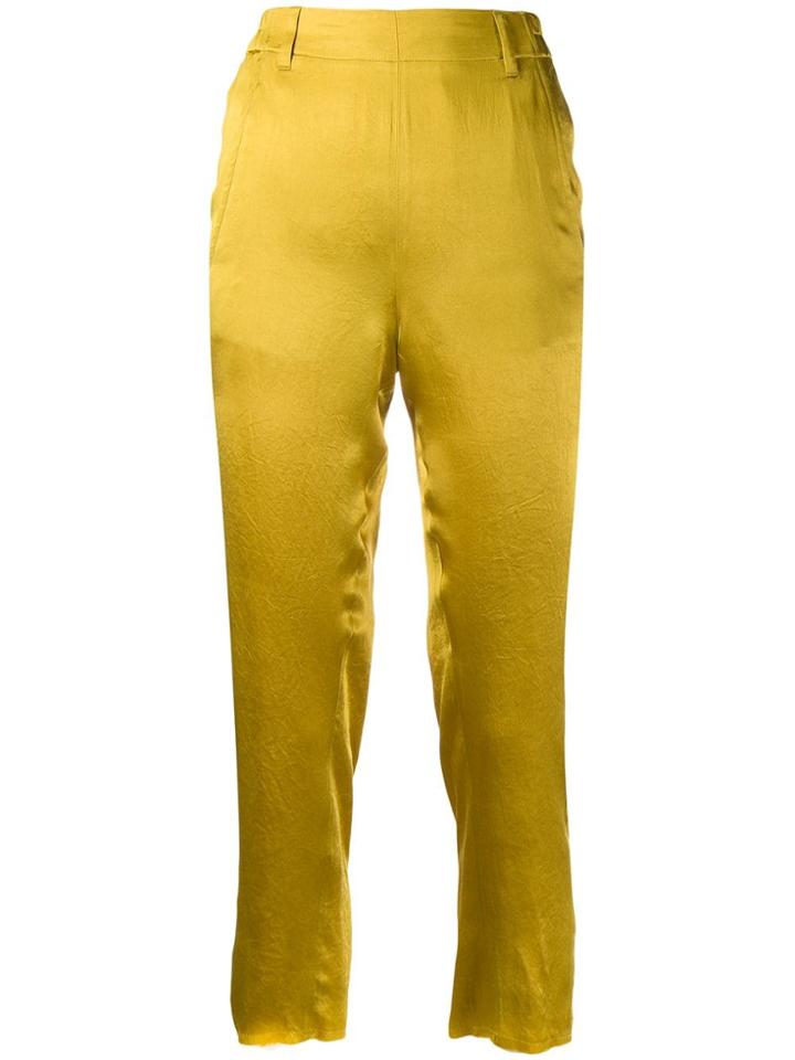 Ann Demeulemeester Cropped Satin Trousers - Green