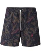 Salvatore Ferragamo - Leaf Print Swim Trunks - Men - Polyamide/polyester - 48, Brown, Polyamide/polyester
