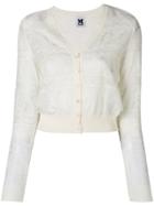M Missoni Embroidered Fitted Cardigan - White