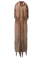 Di Liborio Fringed Maxi Dress, Women's, Size: 40, Brown, Suede