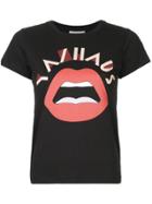 Yazbukey Slogan Lips Graphic Print T-shirt - Black