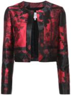Carolina Herrera - Rose Pattern Cropped Jacket - Women - Silk/polyester - 6, Red, Silk/polyester