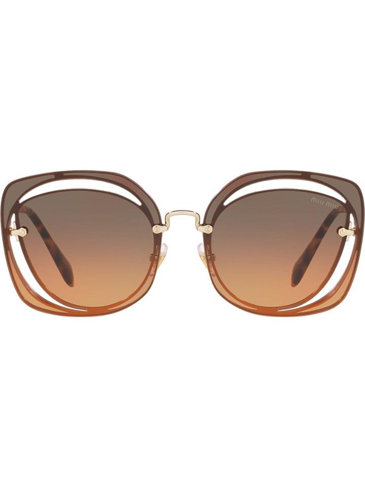 Miu Miu Scenique Cut-out Sunglasses - Brown