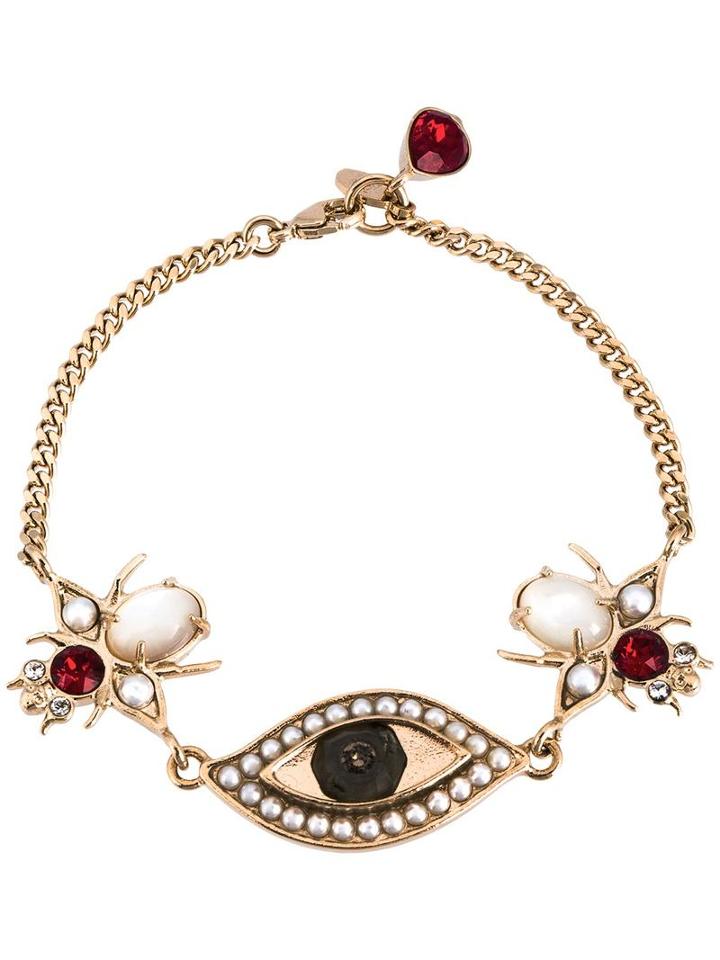 Alexander Mcqueen Eye And Beetle Charm Bracelet, Lobster