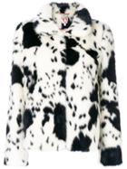 Shrimps Faux Fur Dalmatian Jacket - White