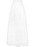 Alberta Ferretti Lace Embroidery Pleated Skirt, Women's, Size: 42, White, Cotton/other Fibers