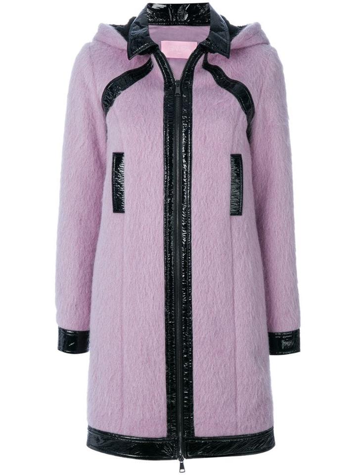 Giamba Patent Detail Hooded Coat - Pink