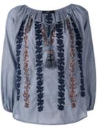 Steffen Schraut Embroidered Sequin Blouse, Women's, Size: 40, Blue, Cotton