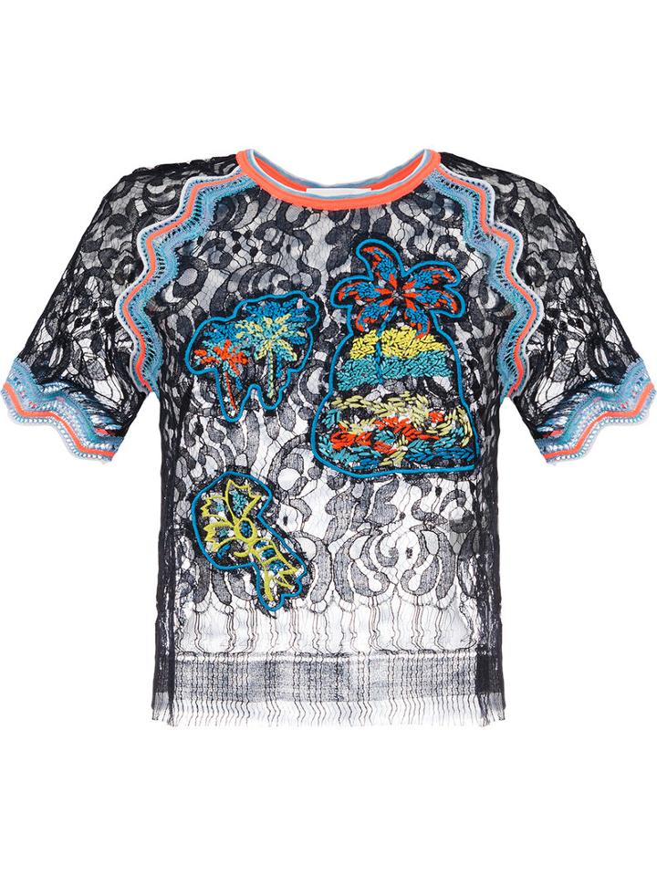 Peter Pilotto - Embroidered Lace Top - Women - Polyamide/viscose - 8, Blue, Polyamide/viscose