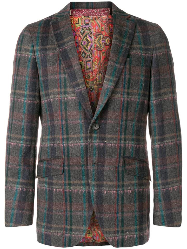 Etro Checked Blazer - Grey