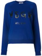 Msgm - Logo Print Sweatshirt - Women - Cotton - S, Blue, Cotton