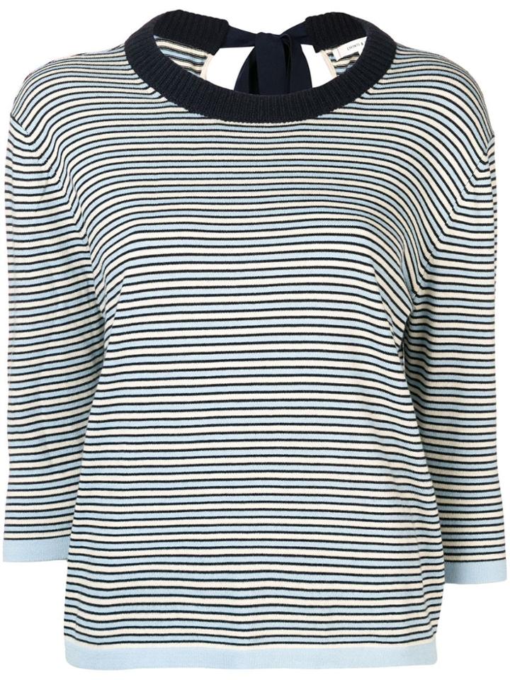 Chinti & Parker Striped Crew Neck Sweater - Blue