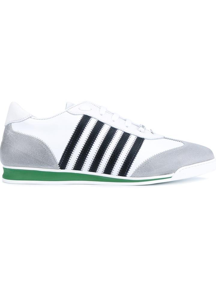 Dsquared2 Striped Side Leather Trainers, Men's, Size: 45, Black, Cotton/leather/rubber