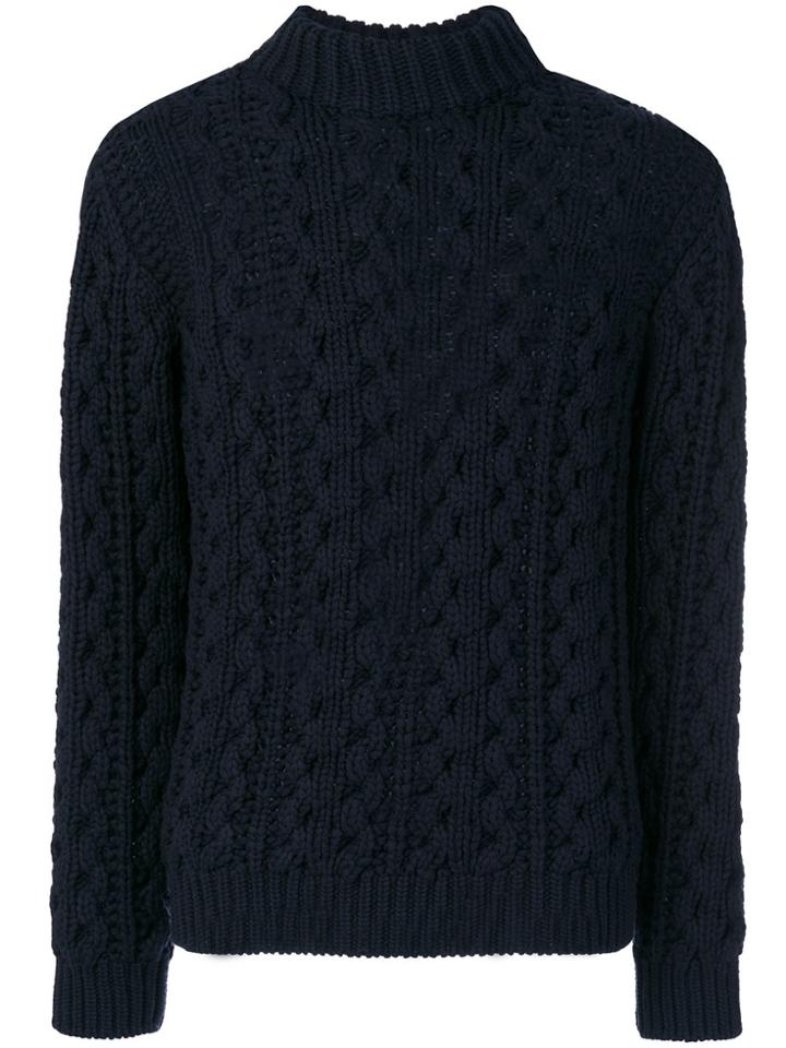 Salvatore Ferragamo Cable-knit Turtleneck Jumper - Blue