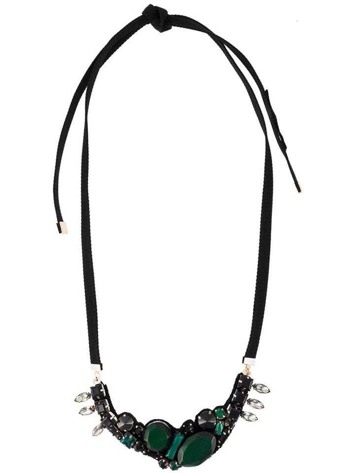 Marni Embellished Necklace, Women's, Green, Brass/glass/acrylic