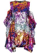 Halpern Sequinned Cold Shoulder Mini Dress - Metallic