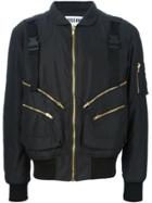 Moschino Buckled Strap Bomber Jacket - Black
