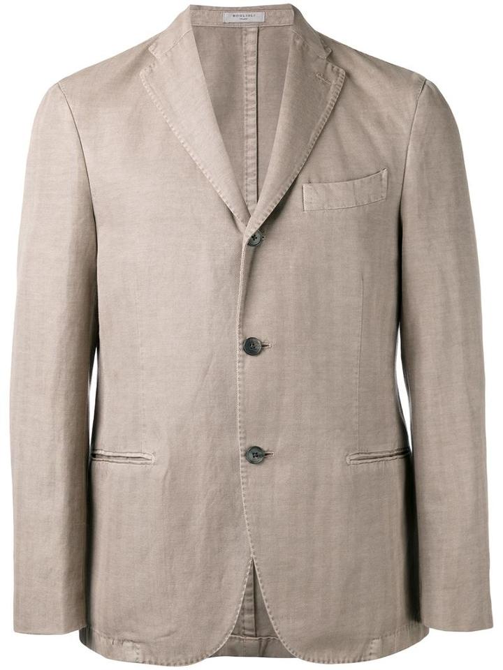 Boglioli Three Button Blazer, Men's, Size: 48, Nude/neutrals, Cotton/linen/flax/cupro