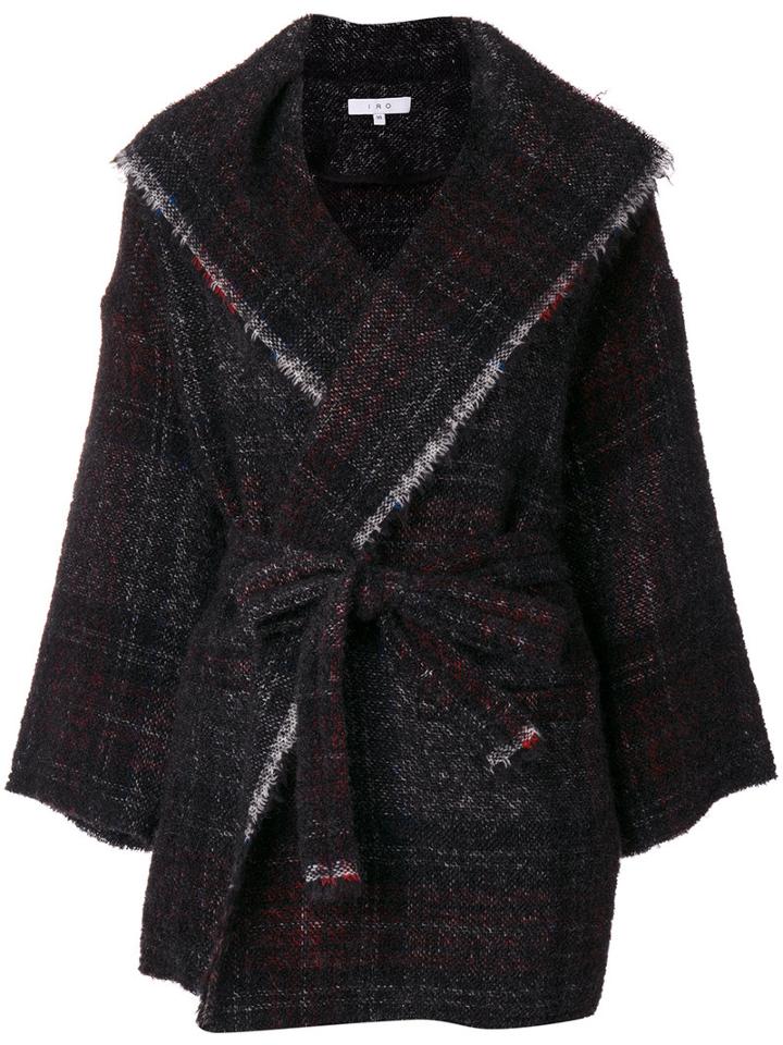 Iro - Check Frayed Edge Coat - Women - Cotton/polyamide/mohair/alpaca - 34, Black, Cotton/polyamide/mohair/alpaca