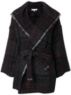 Iro - Check Frayed Edge Coat - Women - Cotton/polyamide/mohair/alpaca - 34, Black, Cotton/polyamide/mohair/alpaca