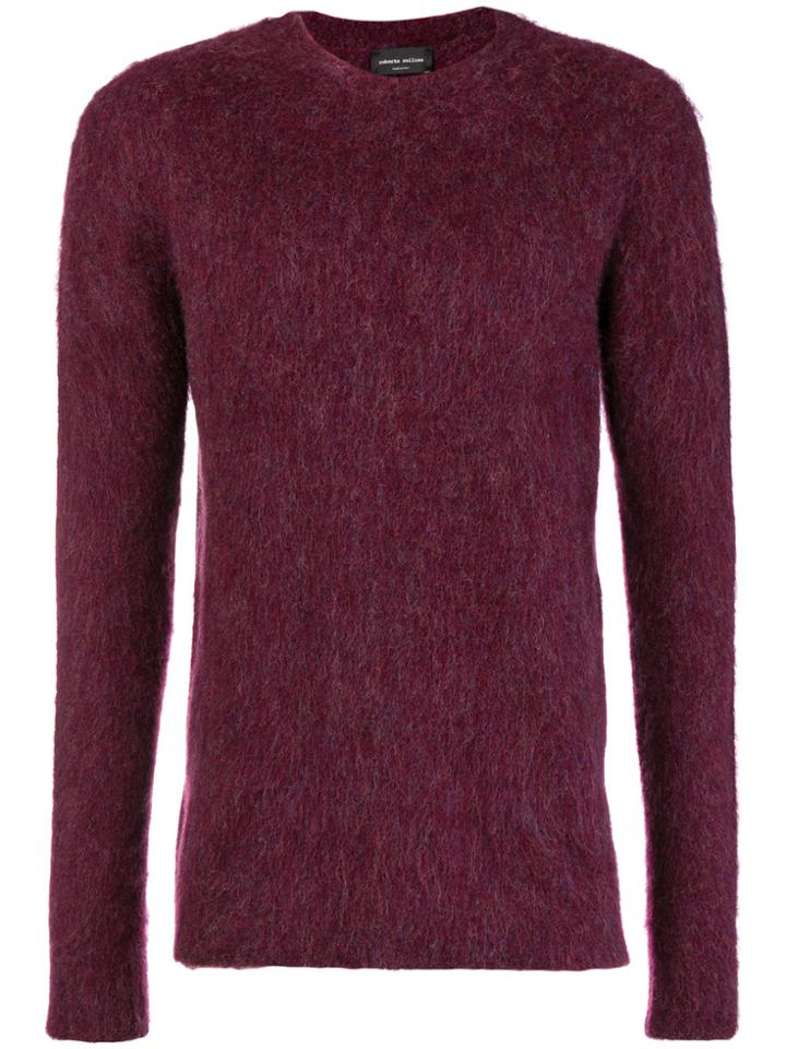 Roberto Collina Textured Knit Crew Neck Sweater - Pink & Purple