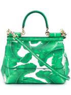 Dolce & Gabbana Leather Leaf Print Satchel