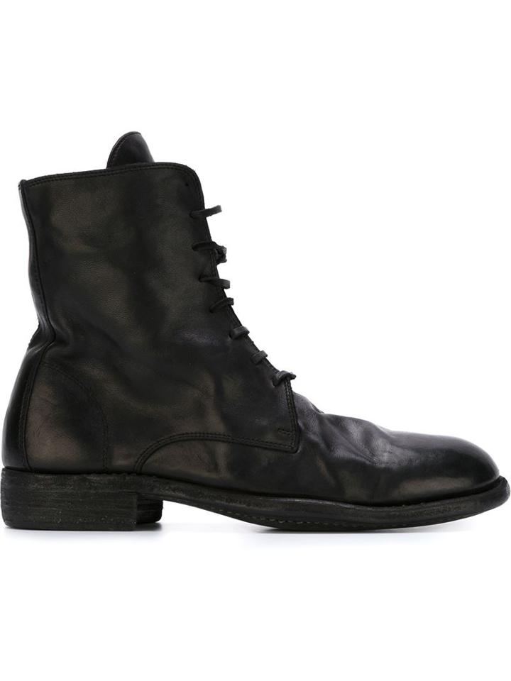 Guidi Distressed Lace-up Boots, Women's, Size: 37, Black, Leather/horse Leather