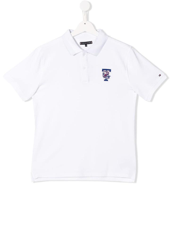 Tommy Hilfiger Junior Teen Football Patch Polo Shirt - White