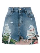 Circus Hotel Ripped Effect Skirt - Blue