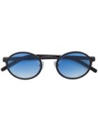 Blyszak Black Oval Sunglasses With Ocean Gradient Lenses
