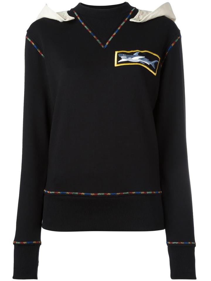 J.w.anderson Shark Patch Draped Hoodie, Women's, Size: Xs, Black, Cotton/rayon/viscose