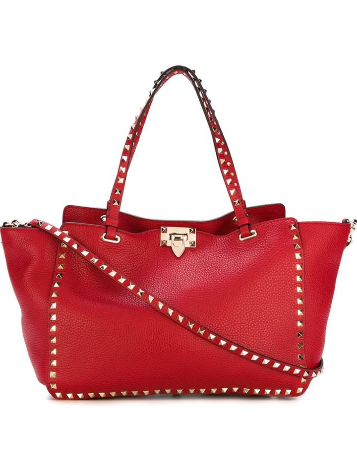 Valentino Valentino Garavani 'rockstud' Trapeze Tote - Red