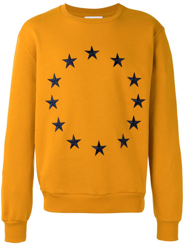 Études Star Print Sweatshirt, Men's, Size: Xl, Yellow/orange, Cotton/polyester