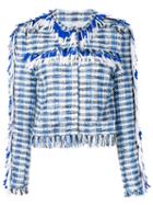 Msgm - Embroidered Blazer - Women - Cotton/acrylic/polyamide/wool - 42, Blue, Cotton/acrylic/polyamide/wool