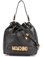 Moschino Drawstring Logo Shoulder Bag - Black