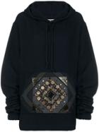 Hyein Seo Beaded Patch Pocket Hoodie - Black
