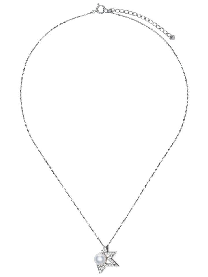 Tasaki 18kt White Gold Comet Plus Diamond And Pearl Pendant