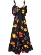 Msgm Fruit Print Maxi Dress - Black
