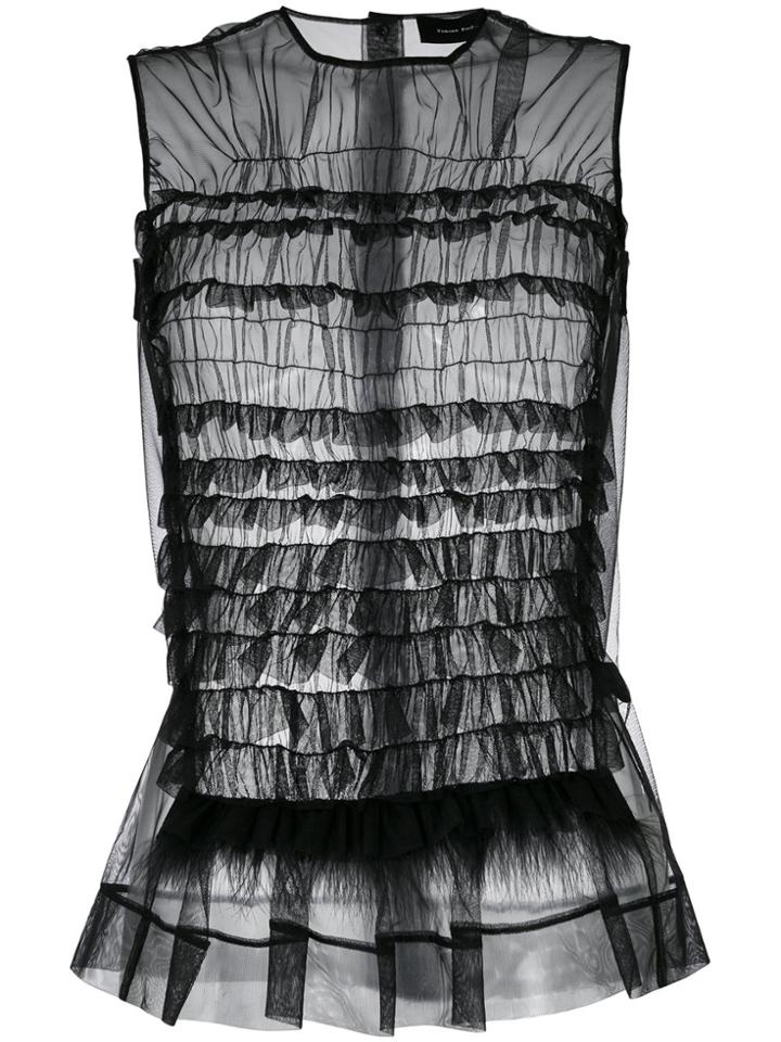 Simone Rocha Transparent Ruffled Top - Black