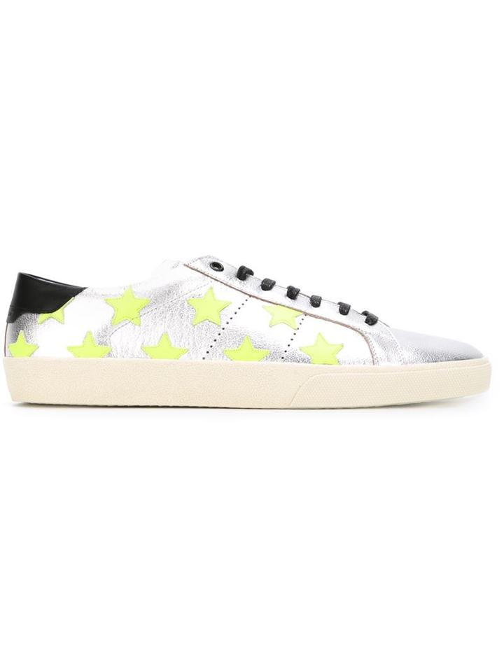 Saint Laurent Court Classic Sneakers, Men's, Size: 44.5, Grey, Leather/calf Leather/rubber