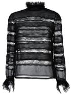 Isabel Marant Transparent Panel Lace Blouse, Women's, Size: 42, Black, Silk/cotton/polyamide/viscose