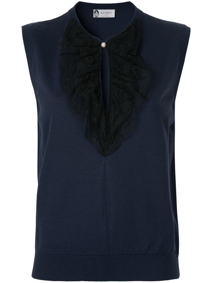 Lanvin Lace Bib Blouse - Blue