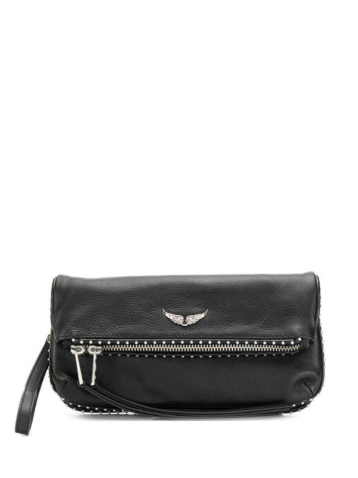 Zadig & Voltaire Logo Plaque Clutch - Black