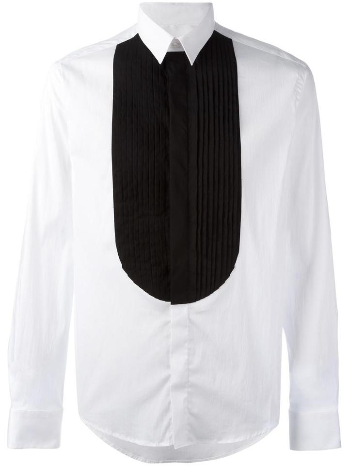 Christian Pellizzari Panelled Shirt, Men's, Size: 50, White, Cotton/polyamide/spandex/elastane
