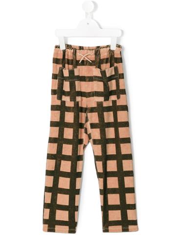 The Animal Observatory Plaid Trousers, Girl's, Size: 8 Yrs, Brown