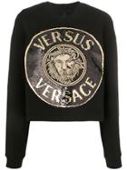 Versus Sequin-embellished Medallion Sweatshirt - Black