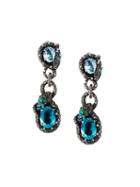 Lanvin Drop Clip-on Earrings, Women's, Blue, Glass/pewter/malachite