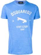 Dsquared2 Skateboard Print T-shirt, Men's, Size: S, Blue, Cotton/linen/flax