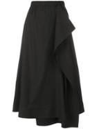 Cédric Charlier Pin Striped Ruffle Skirt - Black